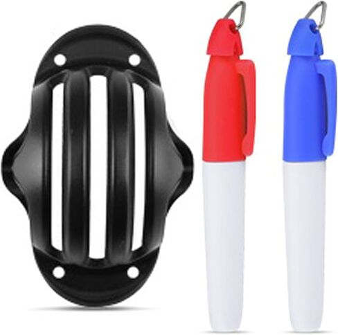 PGM Golf Ball Marker Liner Drawing Marker, Golf Ball Marker, Golf Ball Marker Stencil and 2 Color Golf Ball Markers, Golf Ball Line Marker Tool, Golf Ball Alignment Marking Tool for Golfer in Saudi Arabia