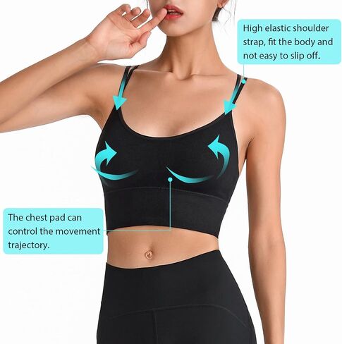 Sport Bras for Women, Cross Back Sports Bra with Padded Workout Yoga Bras Padded Cross Cropped Bras for Running Fitness Black in Saudi Arabia