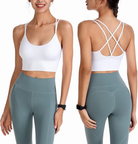 Sport Bras for Women, Cross Back Sports Bra with Padded Workout Yoga Bras Padded Cross Cropped Bras for Running Fitness Black in Saudi Arabia