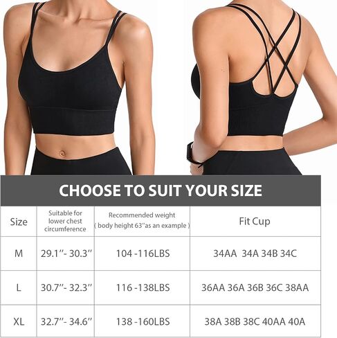 Sport Bras for Women, Cross Back Sports Bra with Padded Workout Yoga Bras Padded Cross Cropped Bras for Running Fitness Black in Saudi Arabia