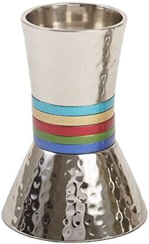 زوج من شمعدانات السبت | معدن مطروق مصمم بظلال من الحلقات الزرقاء | كا-2 in Kuwait