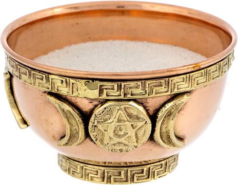 مجموعة تلطيخ المريمية من البديل الخيالي مع وعاء تقديم نحاسي من الرمال البيضاء والقمر الثلاثي - حزمة التطهير الروحي in Kuwait