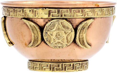 مجموعة تلطيخ المريمية من البديل الخيالي مع وعاء تقديم نحاسي من الرمال البيضاء والقمر الثلاثي - حزمة التطهير الروحي in Kuwait