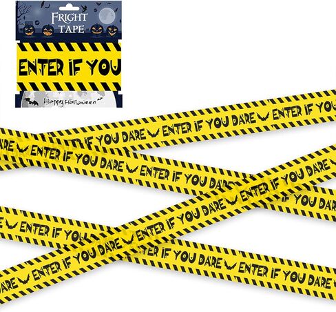 2 قطعة من أشرطة تحذير الهالوين، شريط أمان تحذيري للهالوين، شريط تحذيري أصفر وأحمر، أدخل إذا كنت تجرؤ على شريط لعلامات تحذير حفلات الهالوين، لوازم الديكور الداخلي (30 قدم) in Kuwait