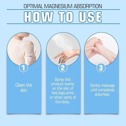 Magnesium Spray, Magnesium Oil for Feet, No Unhealthy Trace Minerals-Pure Organic Natural Topical Magnesium Spray for Body, Supplement for Leg Cramps, Muscle, Joint Health & Sleep Support in Saudi Arabia