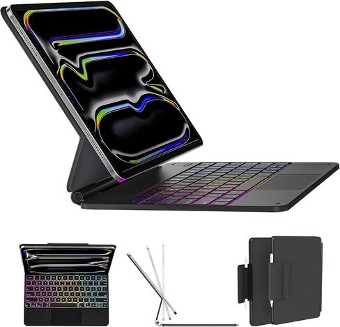 لوحة مفاتيح AUSDOM iPad Pro 12.9: حافظة لوحة مفاتيح بلوتوث مغناطيسية عائمة على الطراز السحري مع لوحة تتبع ذكية، لوحة مفاتيح لاسلكية بإضاءة خلفية قابلة لإعادة الشحن لجهاز iPad Pro 12.9 بوصة (الجيل السادس والخامس والرابع والثالث) in Kuwait