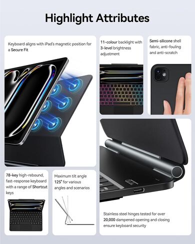 لوحة مفاتيح AUSDOM iPad Pro 12.9: حافظة لوحة مفاتيح بلوتوث مغناطيسية عائمة على الطراز السحري مع لوحة تتبع ذكية، لوحة مفاتيح لاسلكية بإضاءة خلفية قابلة لإعادة الشحن لجهاز iPad Pro 12.9 بوصة (الجيل السادس والخامس والرابع والثالث) in Kuwait
