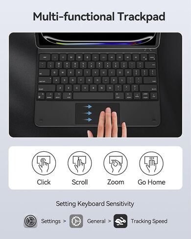 لوحة مفاتيح AUSDOM iPad Pro 12.9: حافظة لوحة مفاتيح بلوتوث مغناطيسية عائمة على الطراز السحري مع لوحة تتبع ذكية، لوحة مفاتيح لاسلكية بإضاءة خلفية قابلة لإعادة الشحن لجهاز iPad Pro 12.9 بوصة (الجيل السادس والخامس والرابع والثالث) in Kuwait