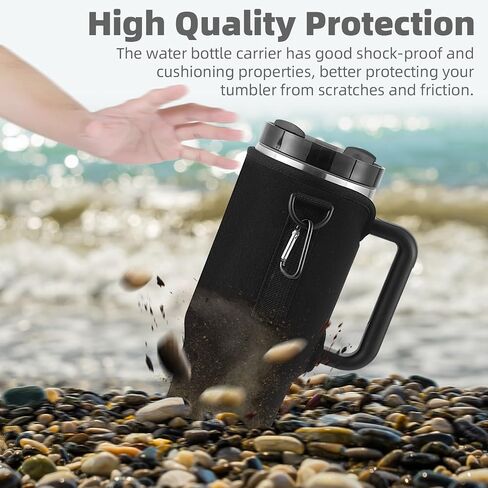 Water Bottle Carrier Bag with Phone Pocket for Stanley 40 oz Tumbler Cup Accessories with Simple Strap for Modern for Quencher Adjustable Carabiner Neoprene Water Bottle Sleeve Holder Pouch in Saudi Arabia
