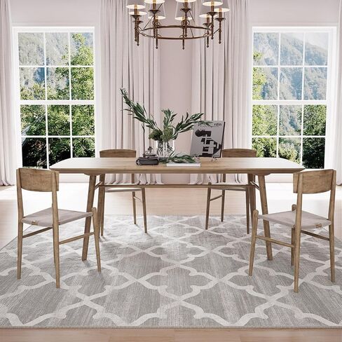 8x10 Area Rugs for Living Room Machine Washable Non-Slip Grey Rugs Moroccan Modern Trellis Carpet for Dining Room Bedroom Kitchen Indoor Entryway Laundry Room in Saudi Arabia