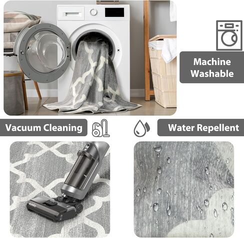 8x10 Area Rugs for Living Room Machine Washable Non-Slip Grey Rugs Moroccan Modern Trellis Carpet for Dining Room Bedroom Kitchen Indoor Entryway Laundry Room in Saudi Arabia