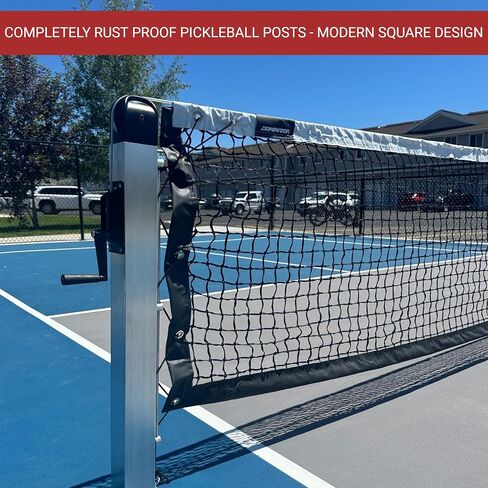 Dominator In Ground Pickleball System - Includes Two Heavy Duty Square Pickleball Posts with Net and Sleeves - Aluminum, Rust Free, and Follows USAPA Standards in Saudi Arabia