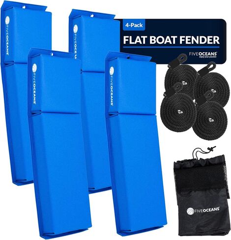 Five Oceans Contour Fender, Boat Fenders, Boat Bumpers for Docking, 24-Inch Length, with 3/8-Inch x 5-Foot Fender Line and Convenient Storage Bag, Waterproof PVC Fabric in Saudi Arabia