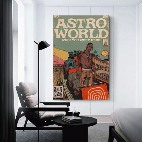 Travis Scott Poster Rapper Hip-hop Comic Music Album Poster Living Room Bedroom Wall Decoration Poster Gifts (12x18 Unframed) in Saudi Arabia