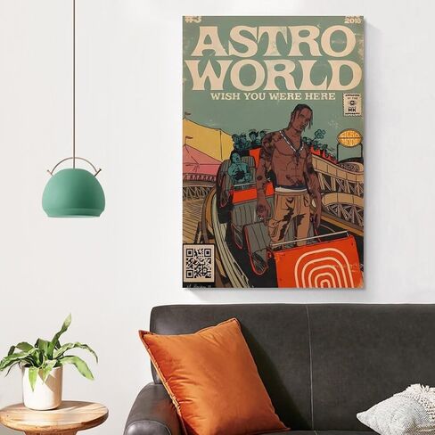 Travis Scott Poster Rapper Hip-hop Comic Music Album Poster Living Room Bedroom Wall Decoration Poster Gifts (12x18 Unframed) in Saudi Arabia