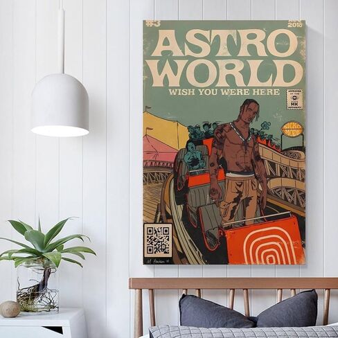 Travis Scott Poster Rapper Hip-hop Comic Music Album Poster Living Room Bedroom Wall Decoration Poster Gifts (12x18 Unframed) in Saudi Arabia