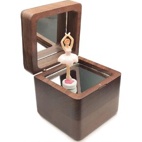 18 Note Wind Up Solid Wood Ballerina Girl Music Box, for Christmas/Birthday/Valentine's Day/Mother's Day, Tune of Swan Lake. (Walnut)