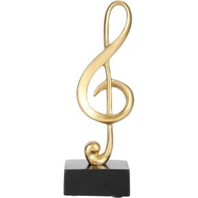Music Note Statue, Gold Music Note Decorations, Figurine Stave Musical Symbol Desktop Decoration Piano Sculpture Gifts with Wide Base for Home Office Desk Resin Craft