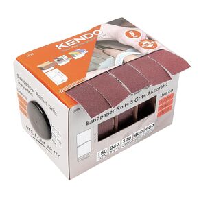 KENDO Emery Cloth Roll, 5 Grit Sandpaper Roll Assorted Sandpaper, Including 150 240 320 400 600 Grains, 6M for Woodworking, Automotive, Metal Polishing