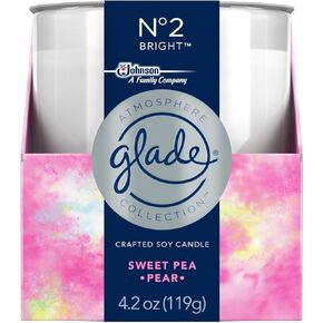 Glade Crafted Soy Candle, Air Freshener, Atmosphere Collection, No 2 Bright, Sweet Pea Pear, 4.2 Oz