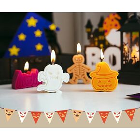 مجموعة الشموع المعطرة للهالوين، 4 عبوات 110 جرام مصنوعة يدويًا من شمع الصويا وشمع اليقطين شبح هيكل عظمي على شكل خفاش شموع تزيينية لدعامة صور الطاولة، هدية مثالية لتزيين حفلات عيد جميع القديسين in Kuwait