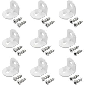 20 Pcs White Corner Brace L Bracket, 1.5" x 1.5" x 0.73"/ 40 x 40 x 1.5mm Iron Right Angle Brackets, Metal Joint Right Angle Bracket for Tables, Furniture, Shelves with Screws