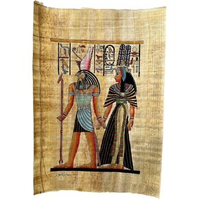 Ancient Egyptian Paintings Egyptian Papyrus Art - Horus and Queen Nefertari - Rare of Egyptian Gods and Goddesses Papyrus - Unframed-Frameable - 9x13 Inches