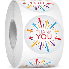 easykart labels 500 Thank You Label Sticker 1.5" Round Multi Color Fancy Design for Birthdays, Weddings, Giveaways, Bridal Showers and Perfect for Small Business (1 Roll)