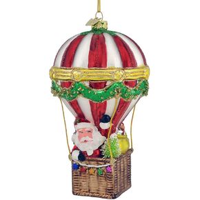 Noble Gems™ Santa Hot Air Balloon Glass Ornament,Christmas