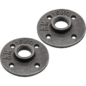 3/4" Floor Flange -Home Expert 20 Pack Malleable Cast Iron Pipe Flange Pipe Fitting with 4 Holes Bolts Flange for Industrial Vintage Furniture Shelves -20 Pack, 3/4 Inch