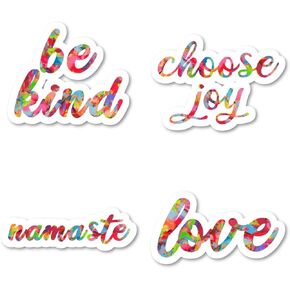 Namaste Be Kind Choose Joy Love Sticker Pack Watercolor Stickers - 4 Pack - Laptop Stickers - for Laptop, Phone, Tablet Vinyl Decal Sticker (4 Pack) S211203
