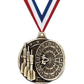 Crown Awards Gold Darts Medals - 2" 3D Dart Board Bullseye Award Medals with Neck Ribbon Prime