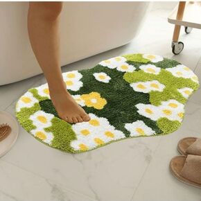 Moss Rug Lovely Green Flower Moss Leaf Rug Moss Bathroom Rug Bathroom Bedroom Kid's Living Room Non-Slip 3D Moss Carpet Washable Water Soft Moss Carpet(A, 16in x 23in