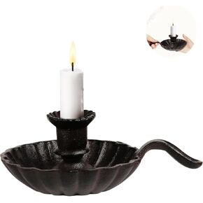 Vintage Metal Candlestick Holders,Tapered Candlestick Holders with Handles for Home Decor, Decorative Candle Stick Holder for Wedding, Dinning, Party,Anniversary,Black Candlestick Holders