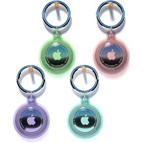 4 Pack Airtag Holder, Airtag Case for Apple Airtag, Apple Air Tag Case with Keychain, Waterproof & Shockproof Airtag Holder for Dog Collar, Cat, Luggage, Keys (Transparent*4)