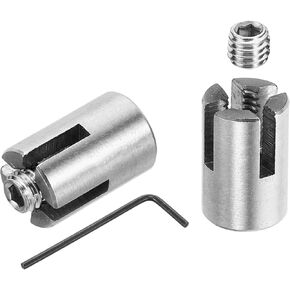 PATIKIL Cross Wire Rope Clips Set, 2 Pack 304 Stainless Steel Lock Cable Clamps with Screws Spanner for 1/16" Cable Wall Wire Trellis, Silver