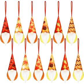 12 Pieces Thanksgiving Gnomes Ornaments Handmade Plush Gnomes Hanging Fall Plush Gnomes Harvest Swedish Elf Gnome Wall Decor Swedish Gnome Table Decoration for Thanksgiving Fall Decor
