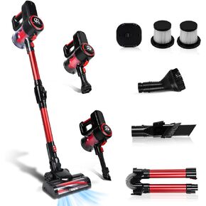 Cordless Vacuum Cleaner P8 Stick Vacuums Cleaner for Home LED Display and Headlights Lightweight Handheld Vac for Hardwood Floor Car Crevice Pet Hair 40 mins Runtime Easy to Install