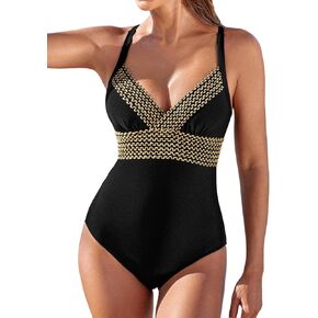 CUPSHE Women's One Piece Swimsuit Surplice V Neck Bathing Suit Crisscross Adjustable Straps Woven