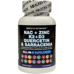 NAC Supplement N-Acetyl Cysteine 1000mg Vitamin D3 K2 Zinc Quercetin 1000mg Sarracenia Purpurea 1000mg with Elderberry Holy Basil Bee Propolis Bromelain L-Lysine - 60 Count