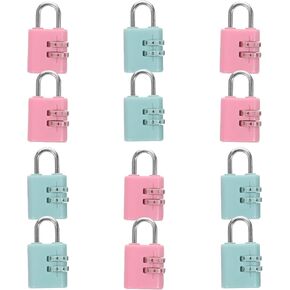 LOGOFUN 12 Pcs Small Combination Lock 2-Digit Combo Lock Portable Colorful Padlock for Luggage Suitcase - Random Color