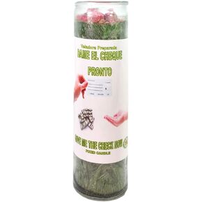 GIVE ME The Check Now-Palm Wax Spiritual Intention Spell Candle-[Green] | Vela CASA ESOTERICA PERFUMADA- (Dame EL Cheque Pronto)
