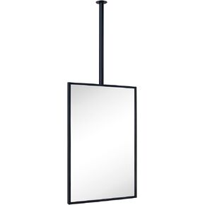 TEHOME Ceiling Mount Mirrors for bathrooms Suspend Black Metal Framed Rectangle ceil Mount Mirror for a Window Vanity with Adjustable Hanging Rod, Mirror Measures 20x30''