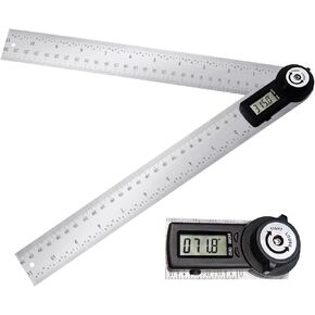 Stainless Steel Digital Angle Ruler Gauge Finder Meter Protractor Measure Metric and Imperial Scale for Automobile constructions Boating Woodworking (Stainless Steel Ruler)