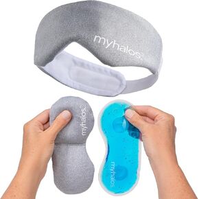 MyHalos 2-in-1 Hot and Cold Eye Mask - Heated Eye Mask for Dry Eyes - Cooling Eye Mask & Gel Eye Mask for Fine Lines, Puffiness & Sinus Relief - Microwave Safe Stye Eye Compress for Dry Eyes