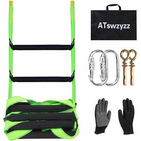 Emergency Fire Escape Ladder,Flame Resistant Safety Rope Ladder with Hooks 13FT/16FT/26FT/32FT/49FT,Fast to Deploy,Easy to Store Withstand Weight up to 1300 pounds (13FT)
