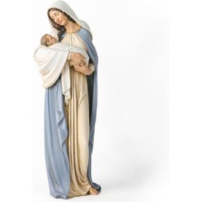 BC Catholic Madonna with Child Statue, Blessed Virgin Mary Figure, Holy Mother Religious Gift for Mom, 12.75" H, Hand Painted Classical Renaissance Sculpture Masterpiece by Buildclassic