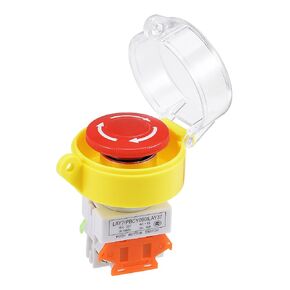 uxcell 22mm Mounting Hole Latching Emergency Stop Push Button Switch Red with Waterproof Cover 1NO 1NC