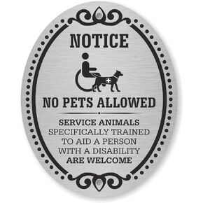 SmartSign “Notice - No Pets Allowed. Service Animals Are Welcome" Diamond Plate Door Sign | 4" x 5" Aluminum, Made in USA