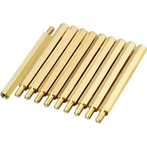 uxcell 10pcs M3 45+6mm Female Male Thread Brass Hex Standoff Spacer Screws PCB Pillar